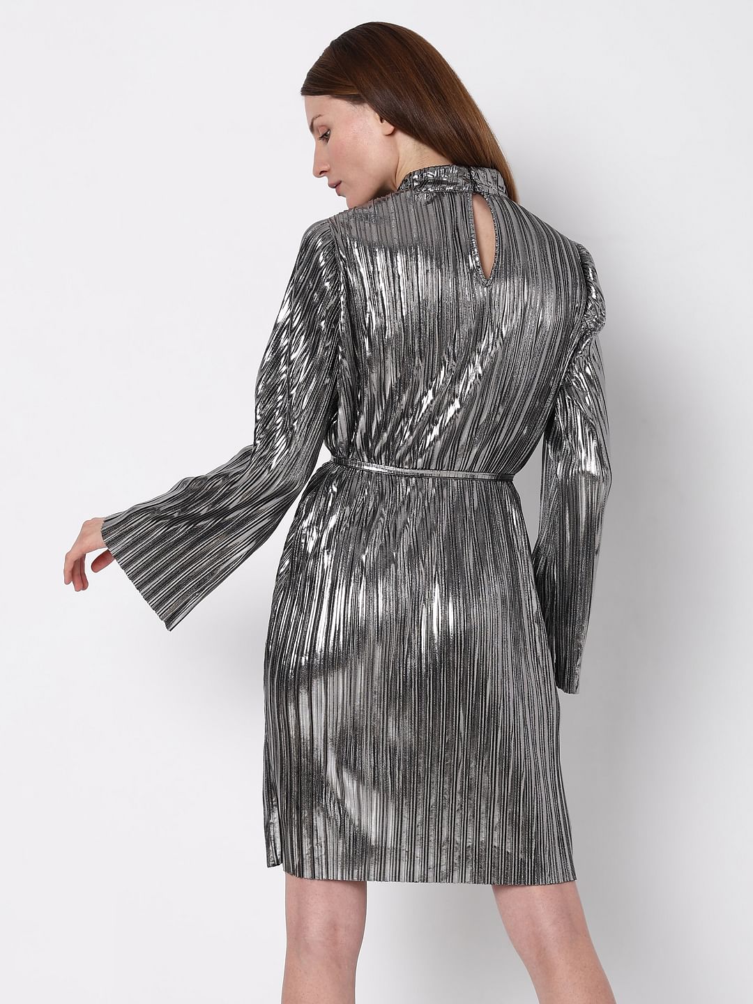 Silver Metallic Shift Dress