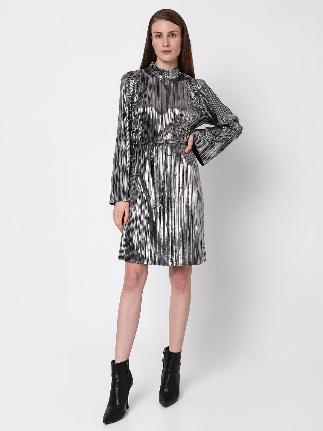 Silver Metallic Shift Dress