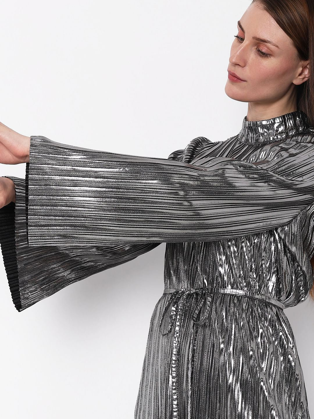 Silver Metallic Shift Dress