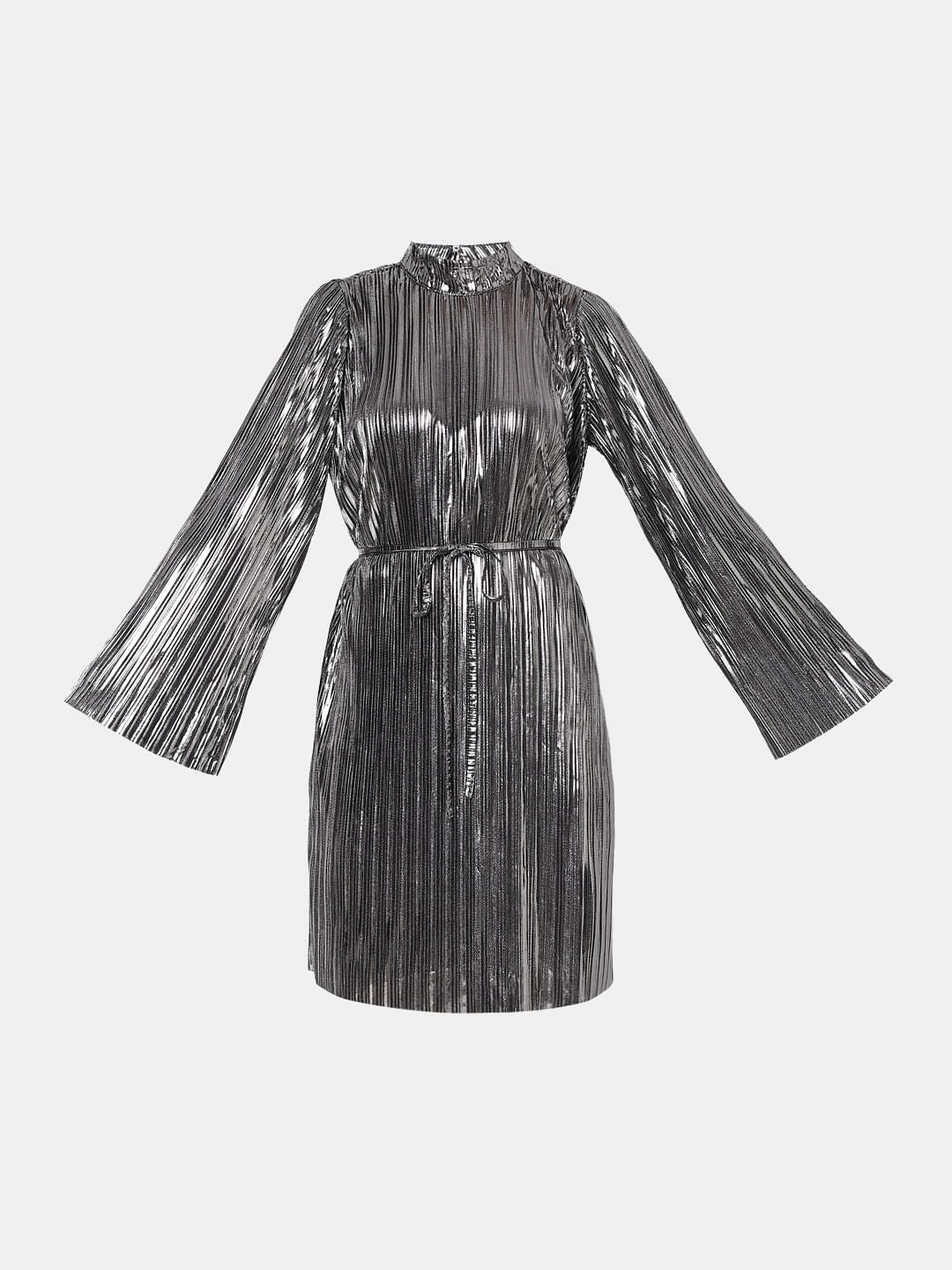 Silver Metallic Shift Dress