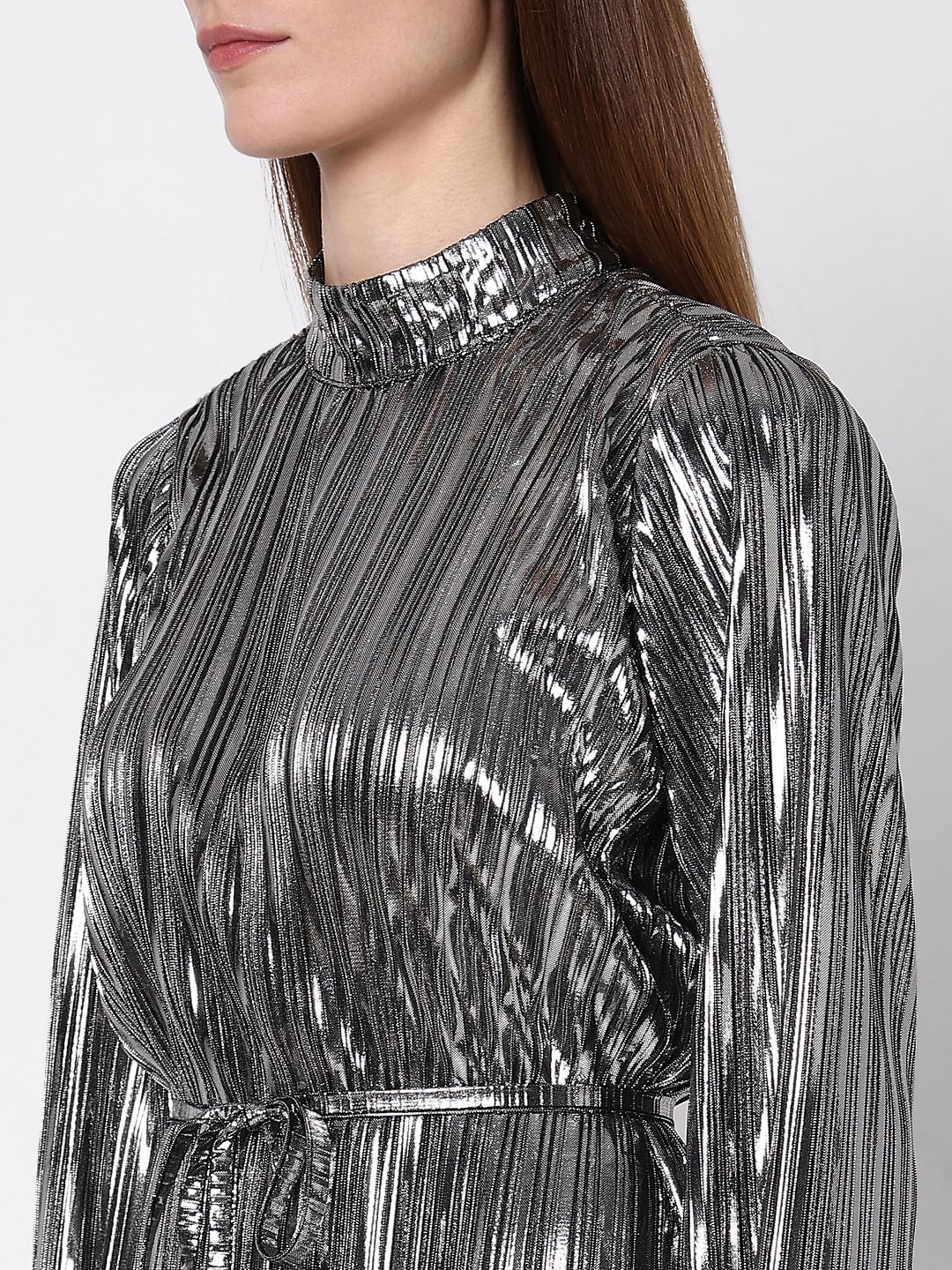 Silver Metallic Shift Dress