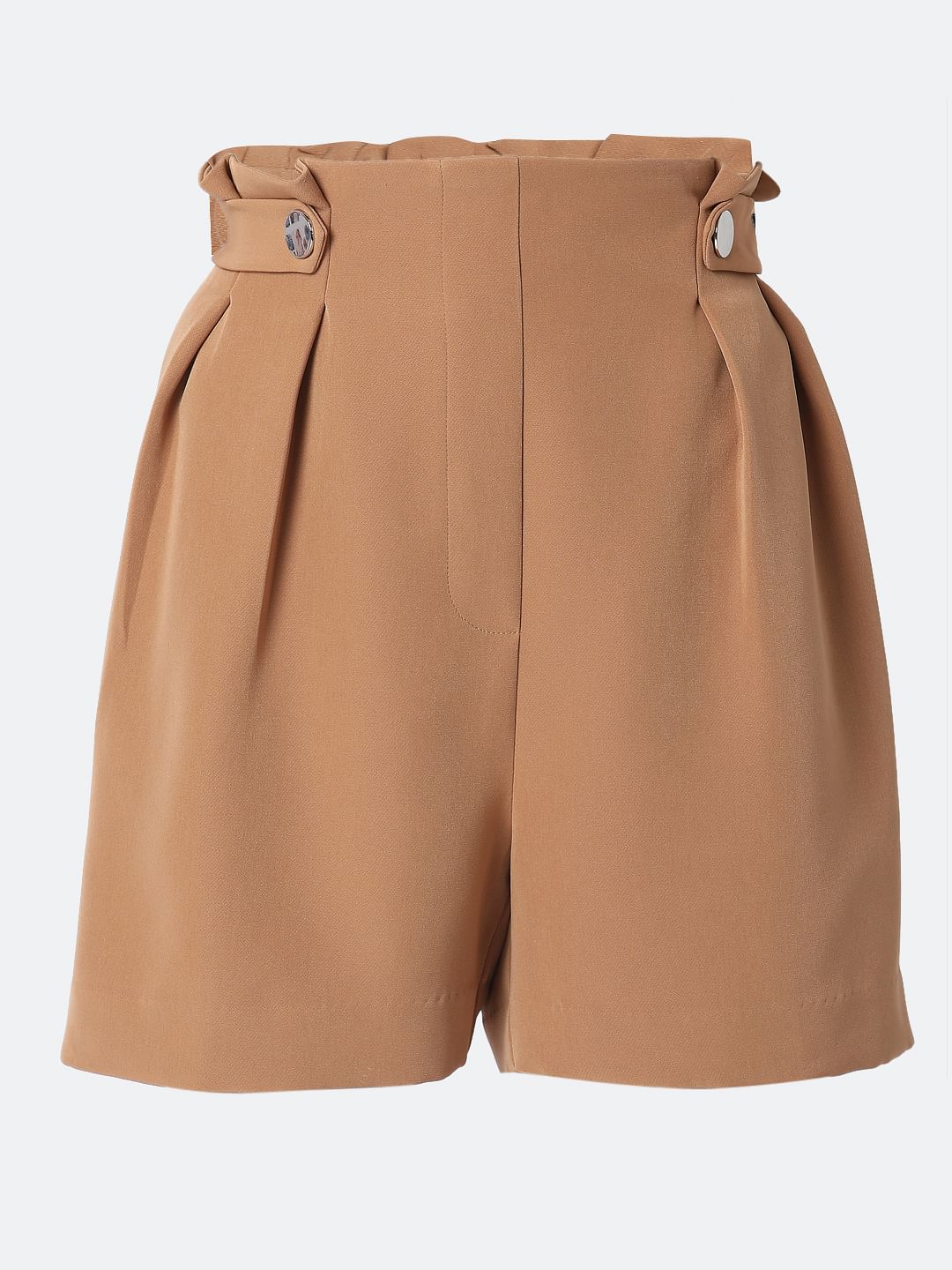 Brown High Rise Shorts