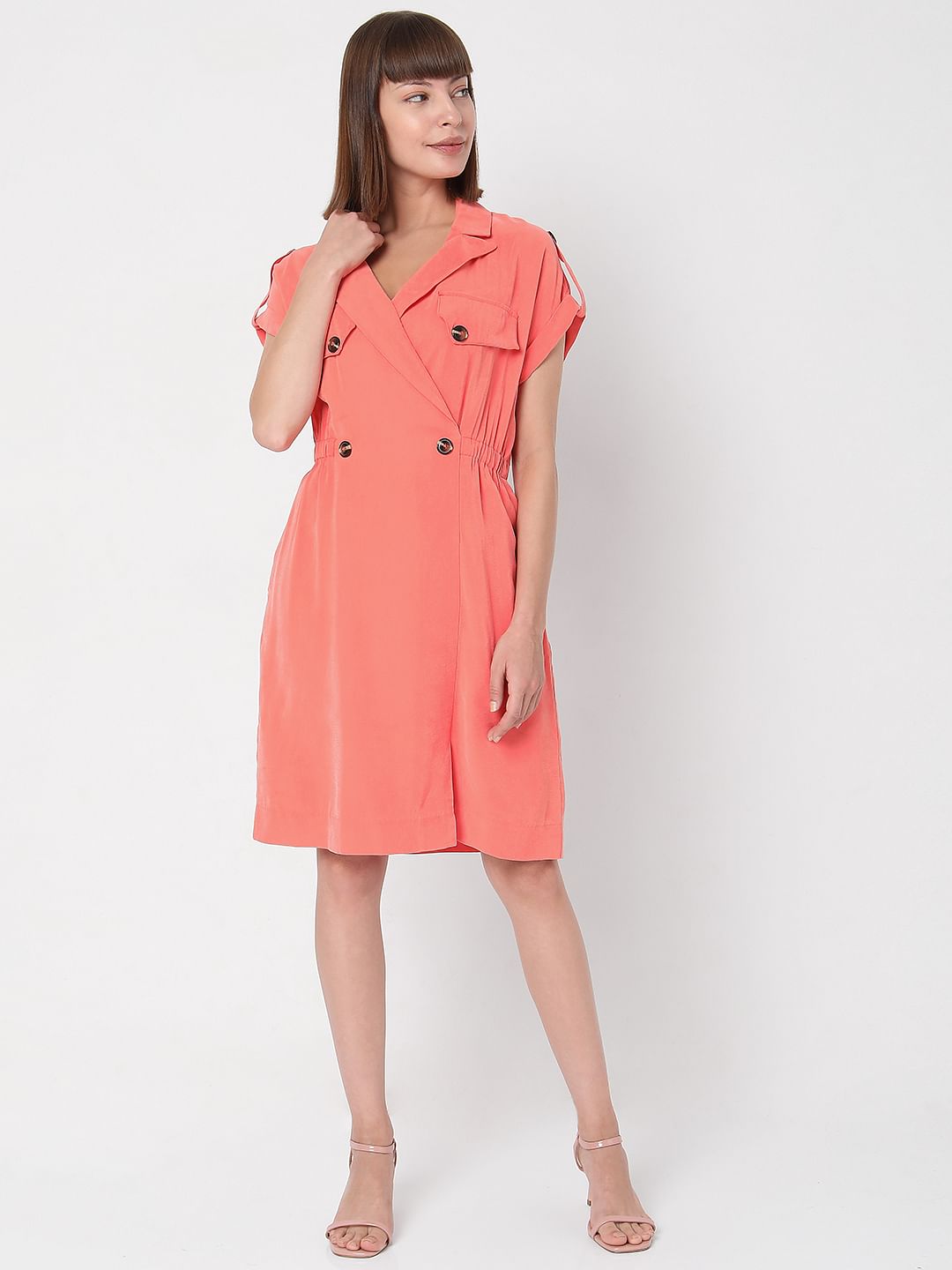 Peach Wrap Dress