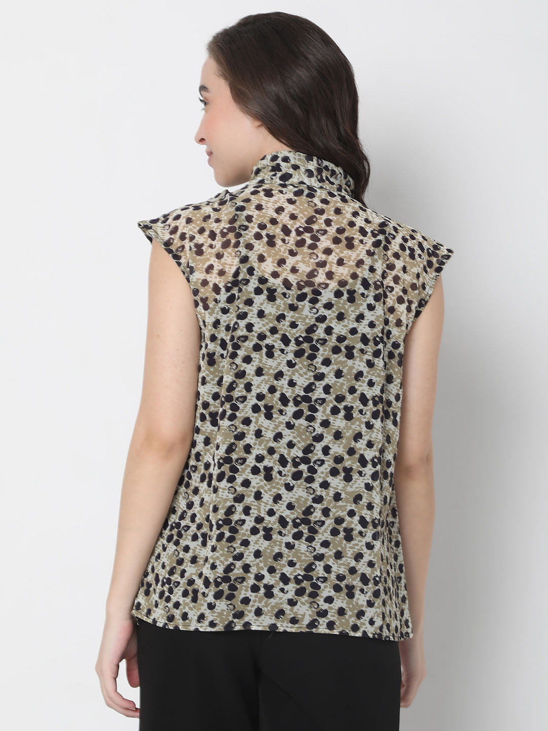 Green Abstract Print Top