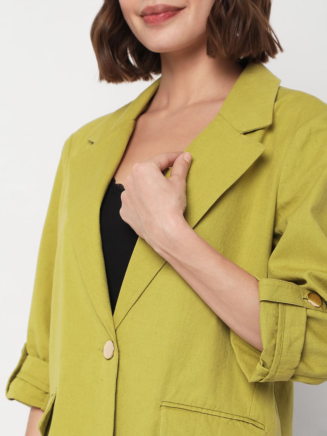 Green Linen Blazer