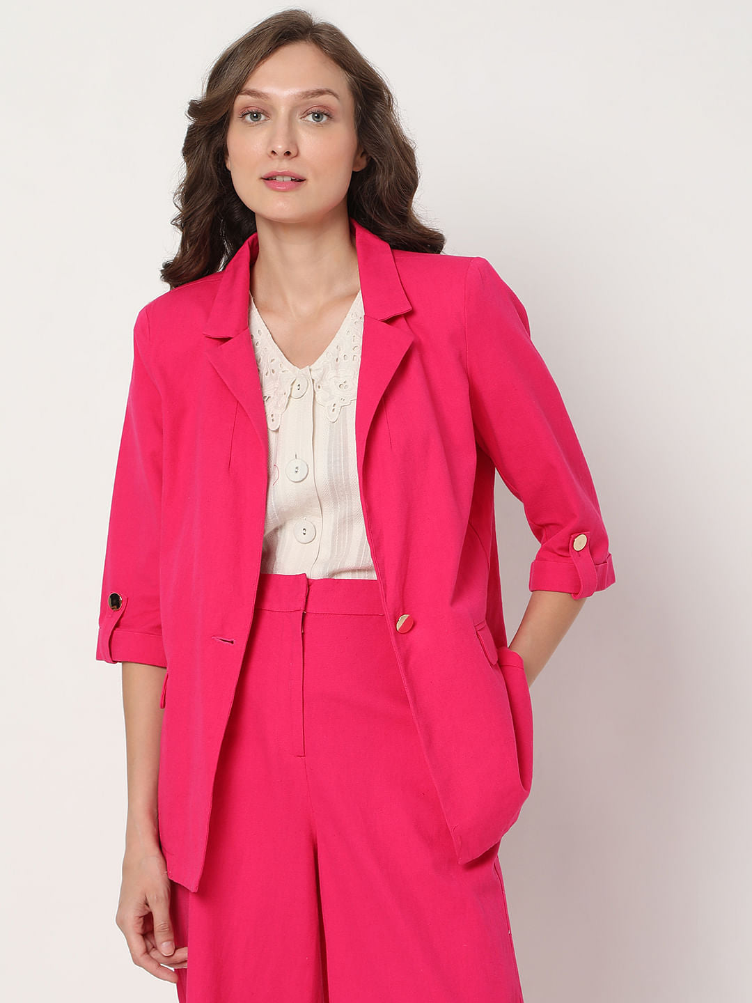 Pink Single Button Co-Ord Set Blazer