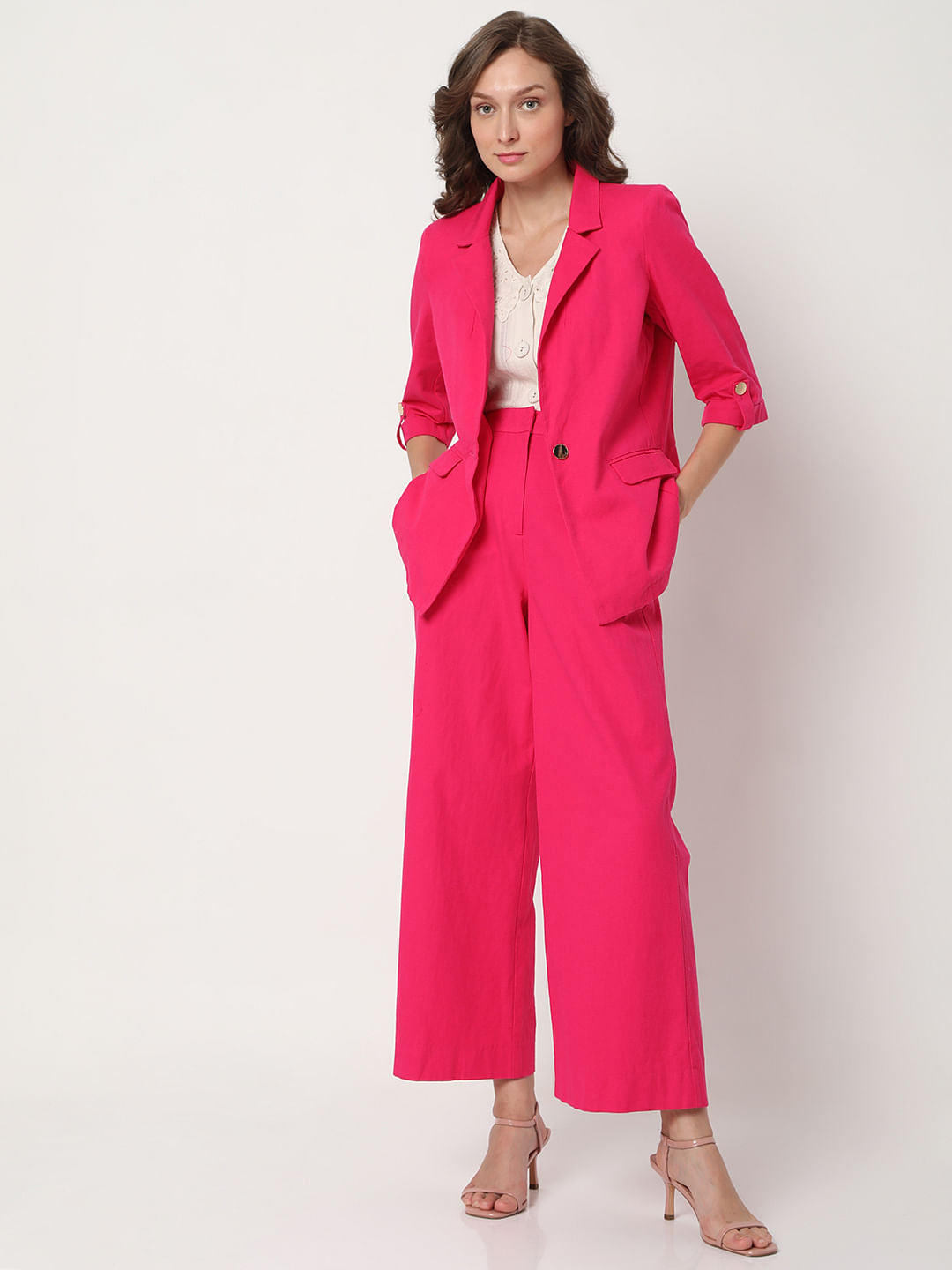 Pink Single Button Co-Ord Set Blazer