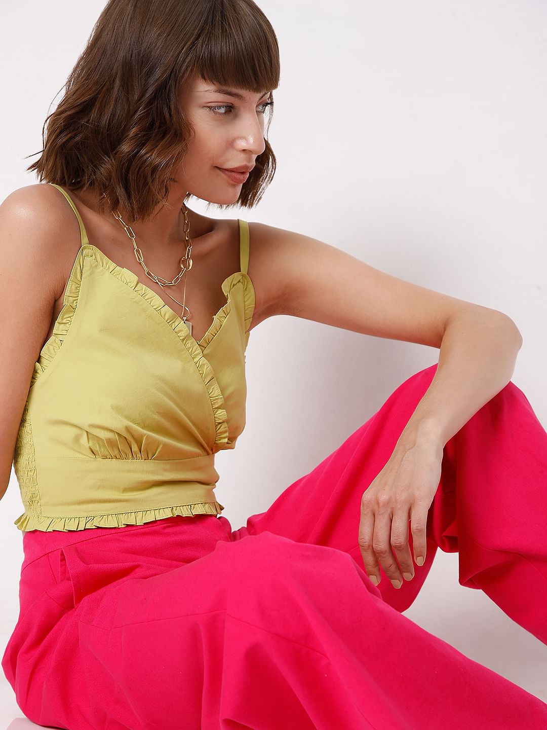 Pink High Waist Wide Leg Pants