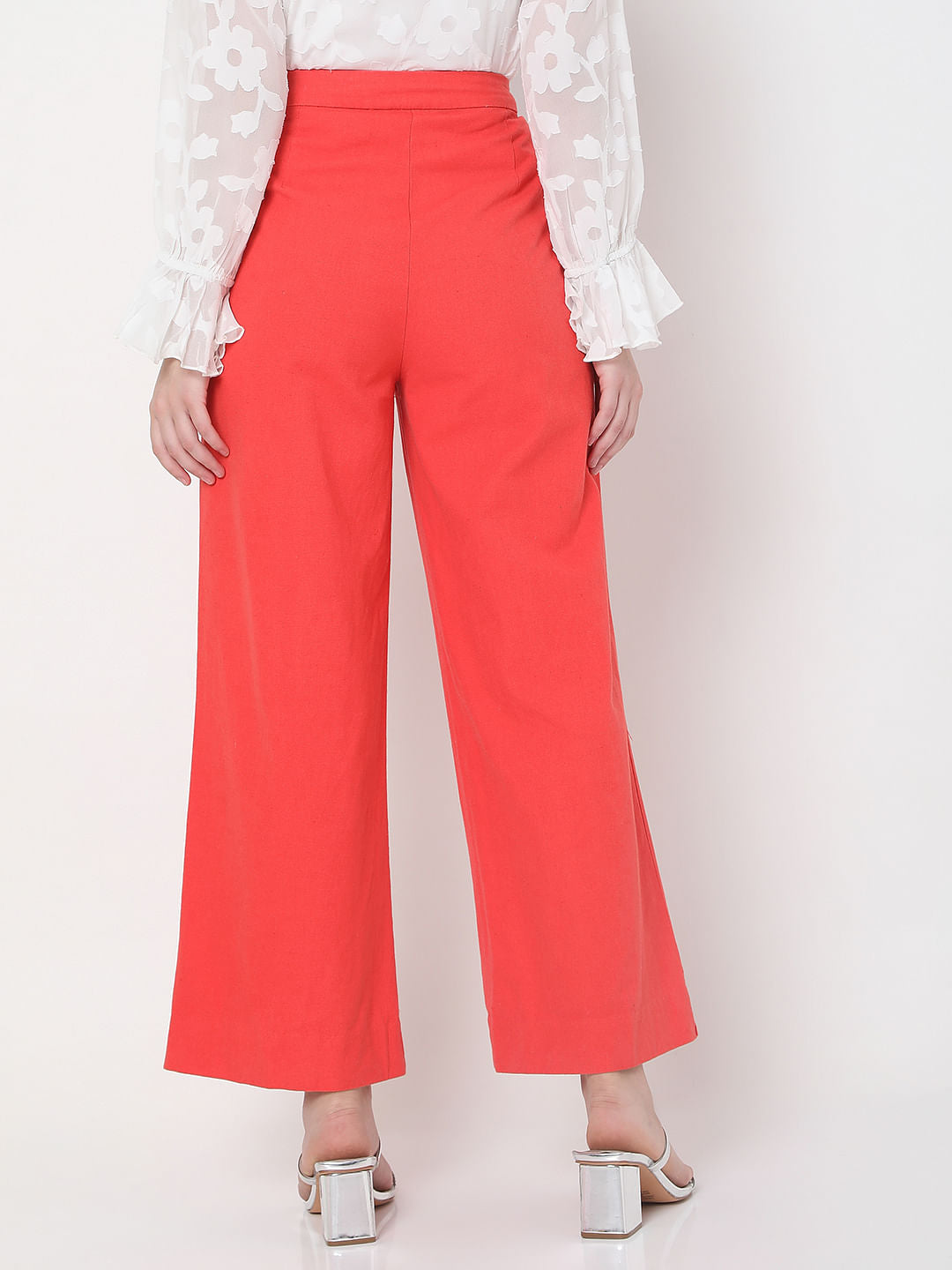 Dark Coral High Rise Wide Leg Co-Ord Set Pants