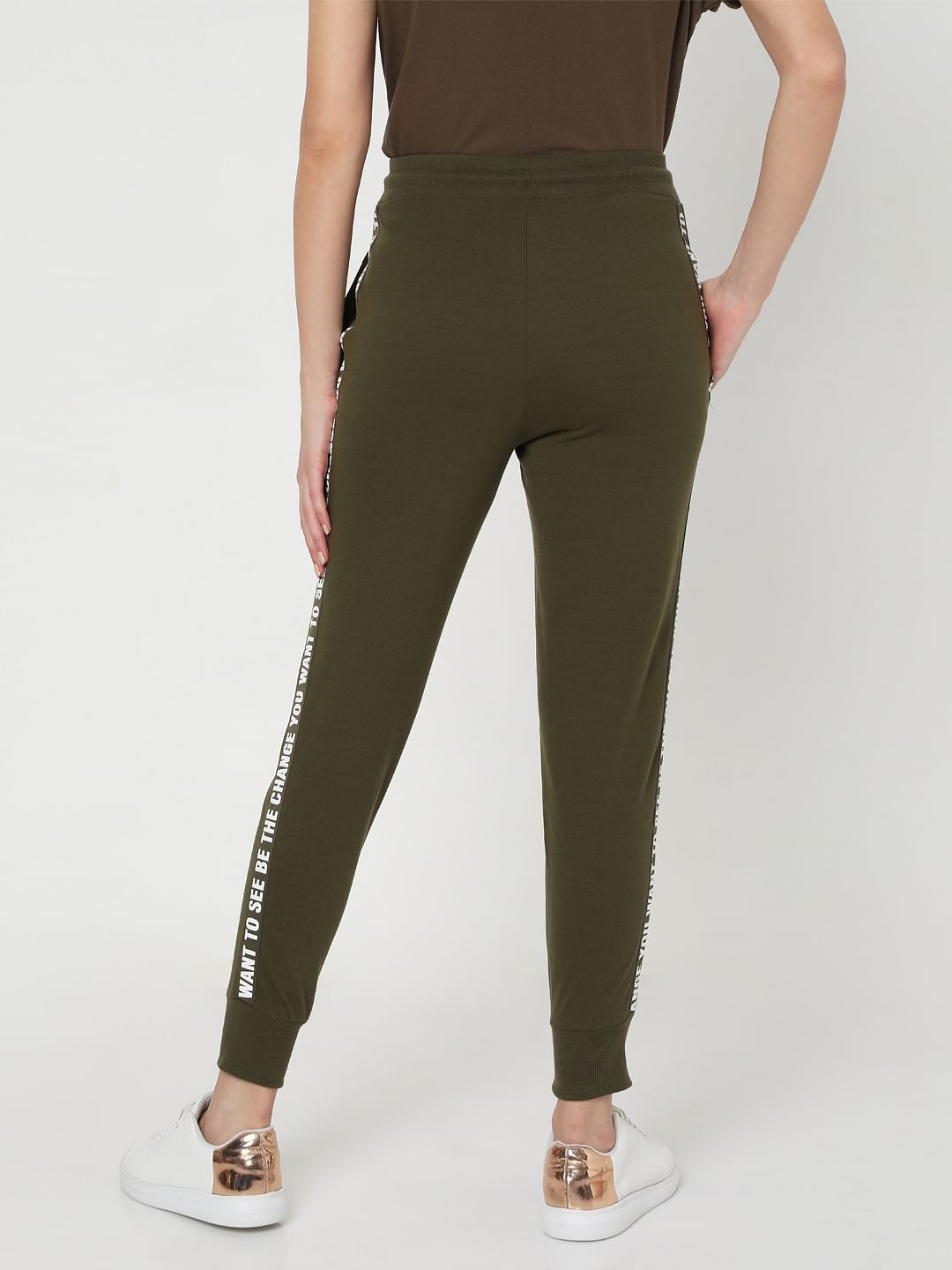 Green Slogan Print Lounge Joggers