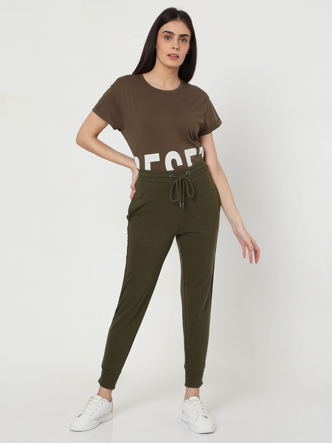 Green Slogan Print Lounge Joggers