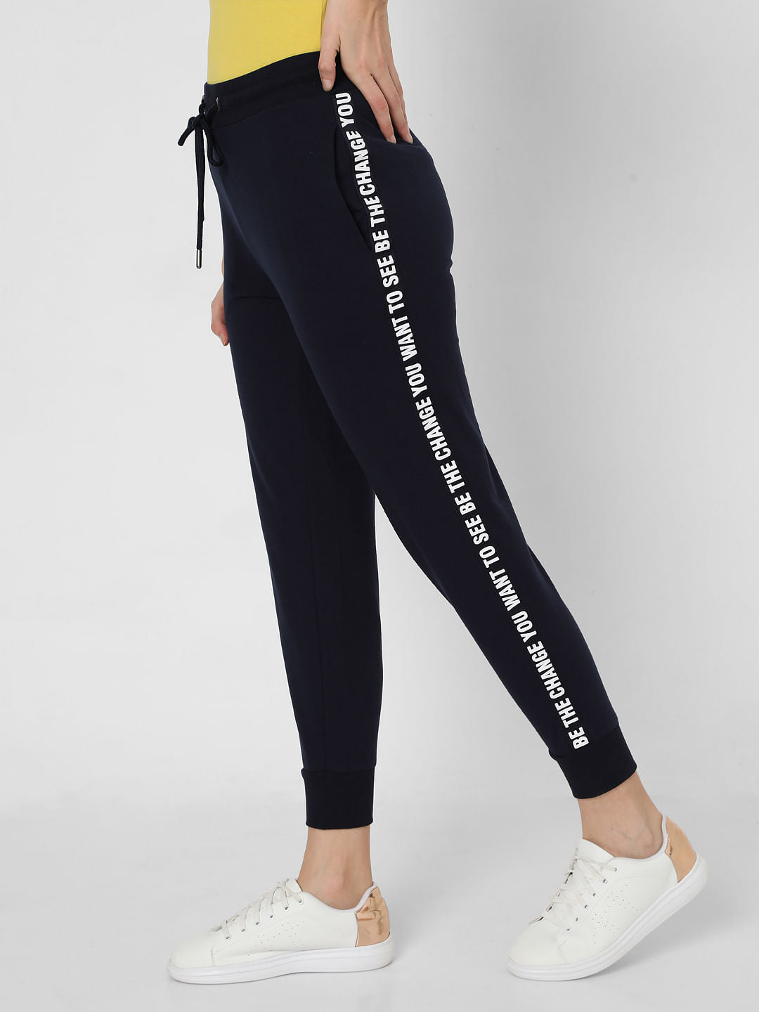 Blue Slogan Print Lounge Joggers