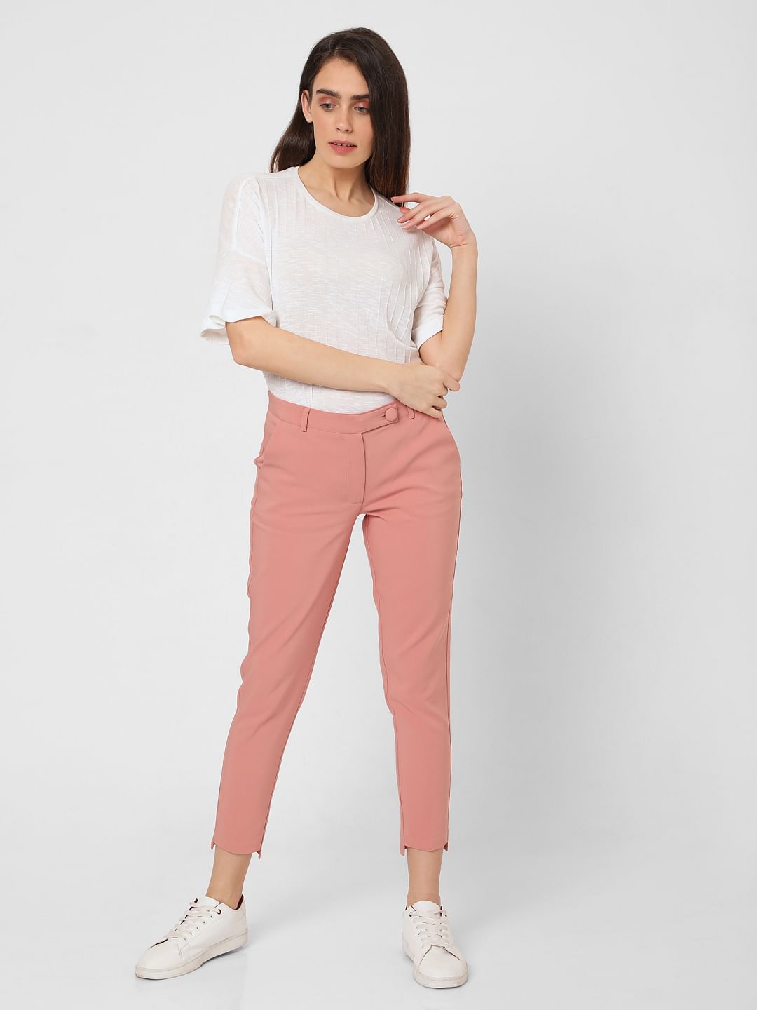 Pink Mid Rise Co-Ord Set Trousers