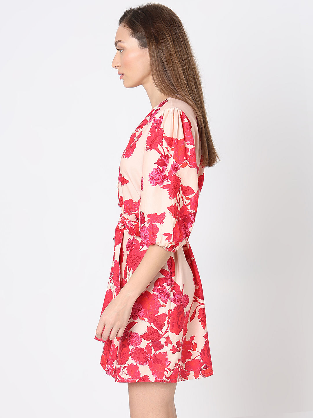 Pink Floral Print Dress