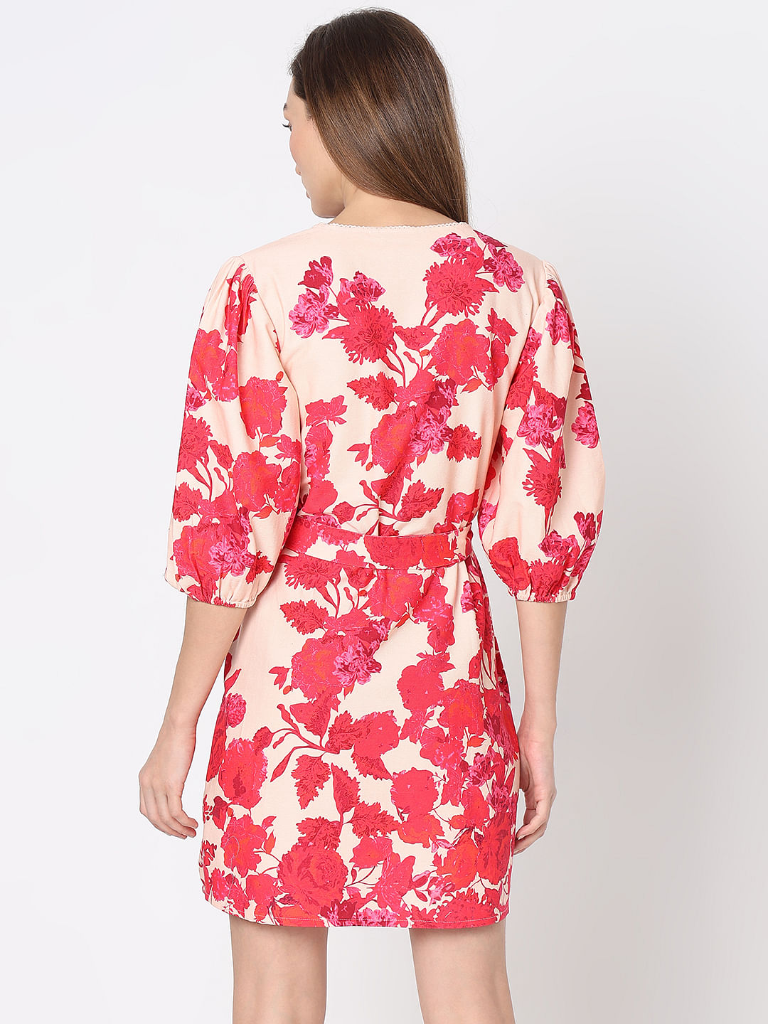 Pink Floral Print Dress