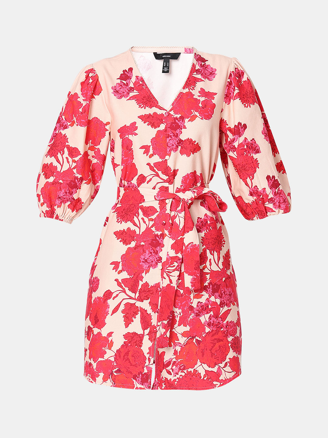 Pink Floral Print Dress