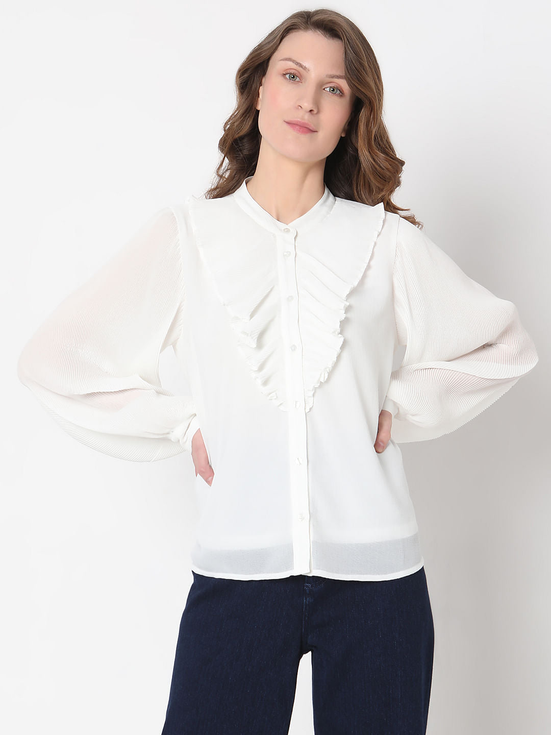 White Frill Detail Shirt