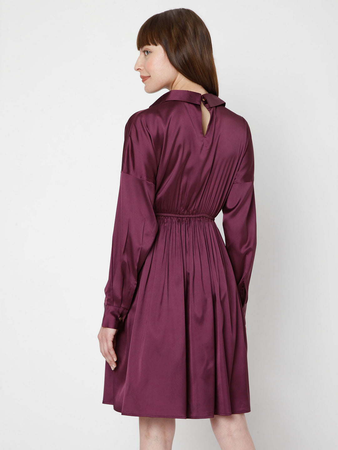 Purple Satin Fit & Flare Dress