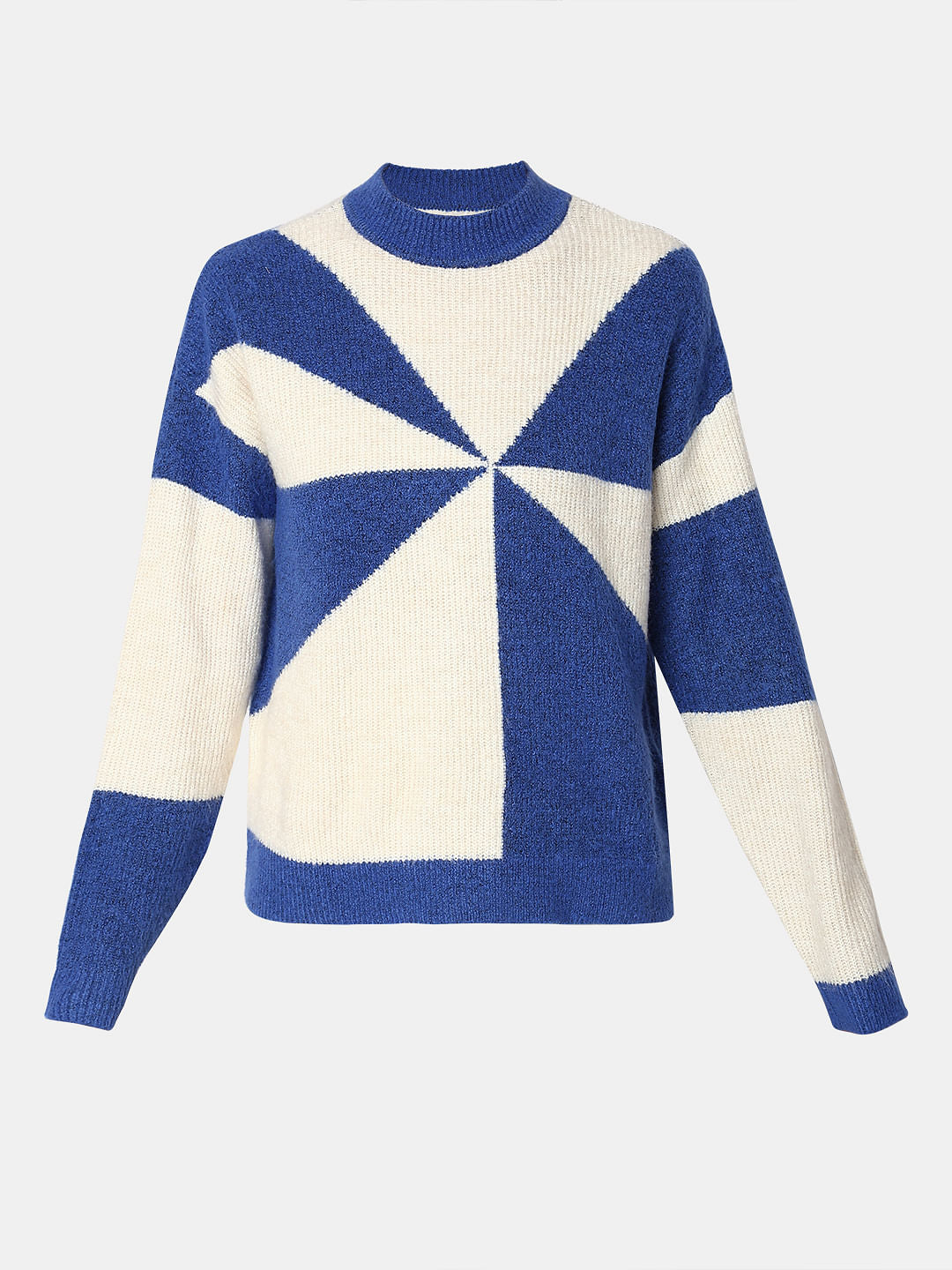 Blue Printed Jacquard Pullover