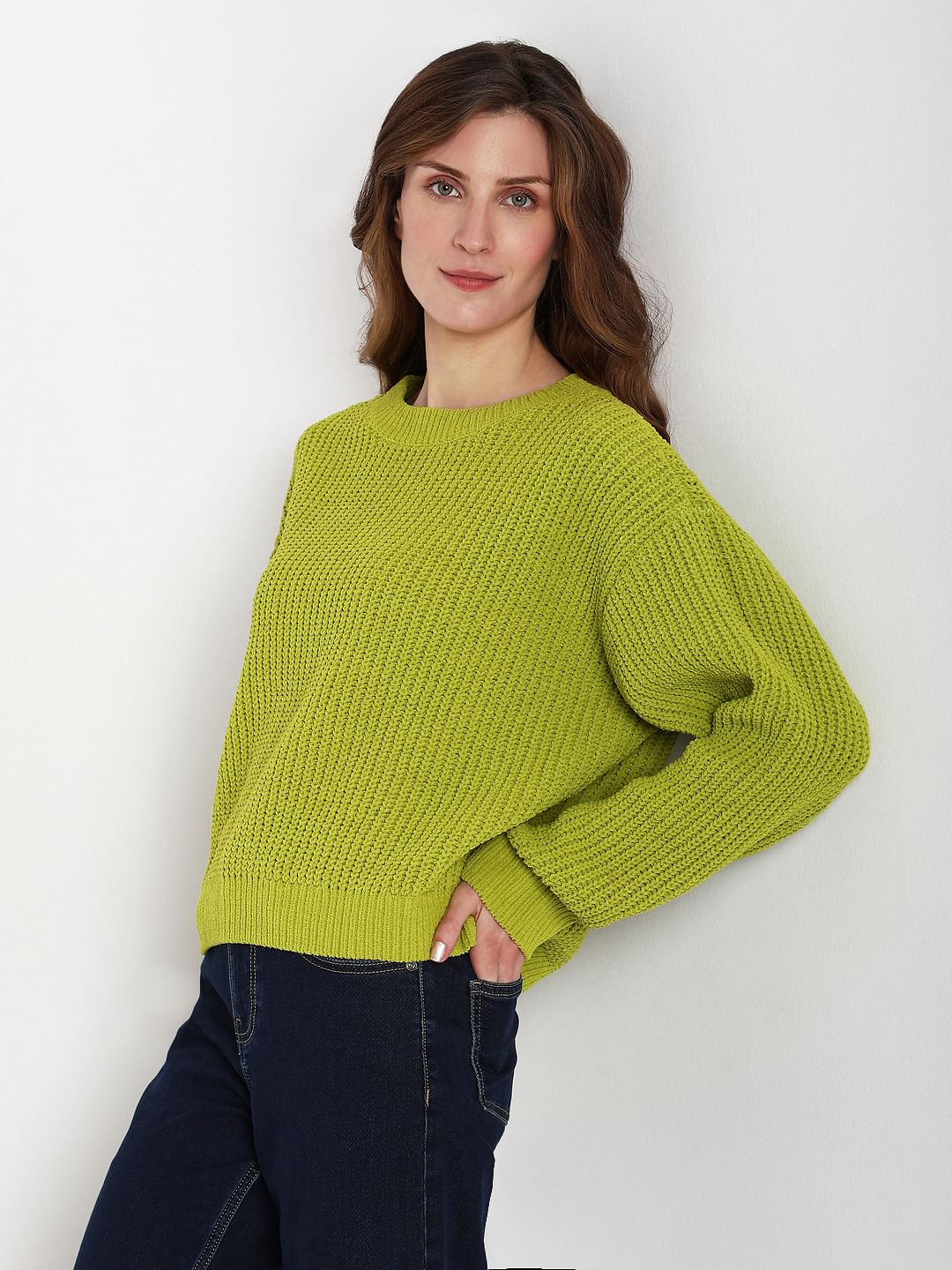 Green Round Neck Pullover