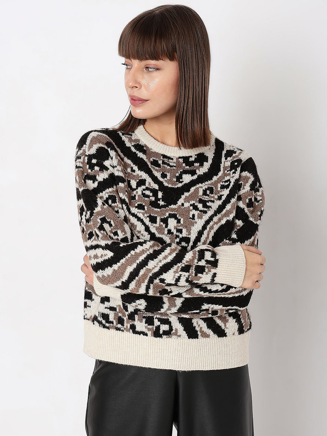 Black Animal Print Pullover