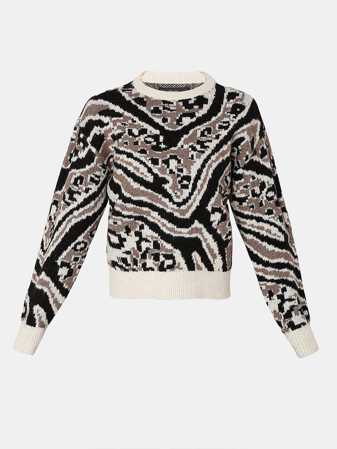 Black Animal Print Pullover