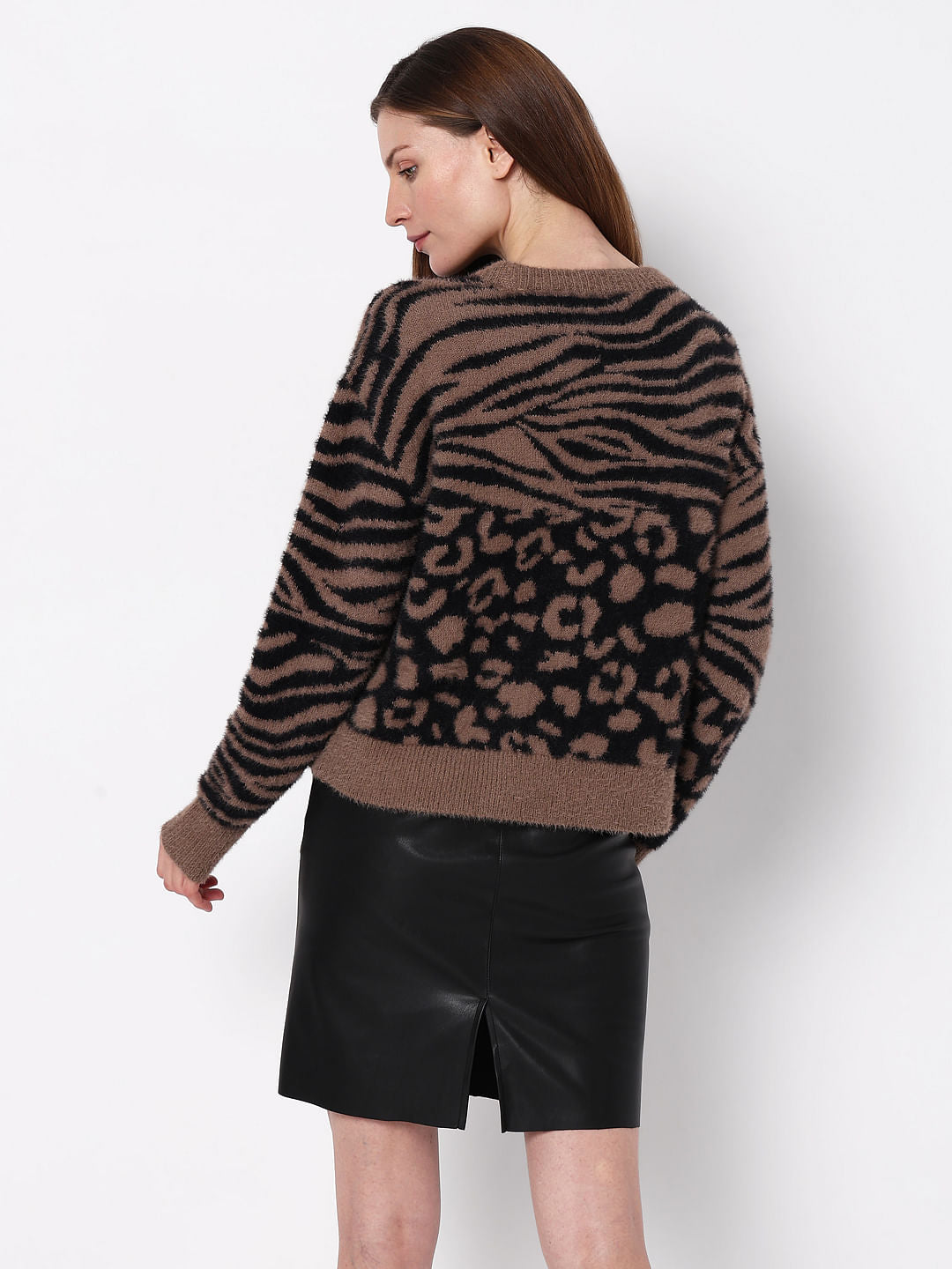 Brown Animal Print Pullover
