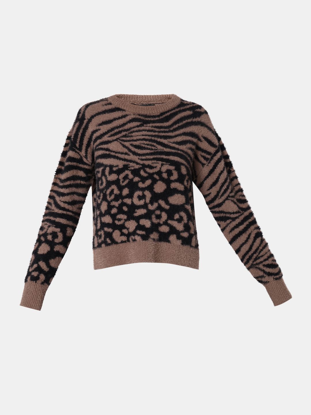 Brown Animal Print Pullover