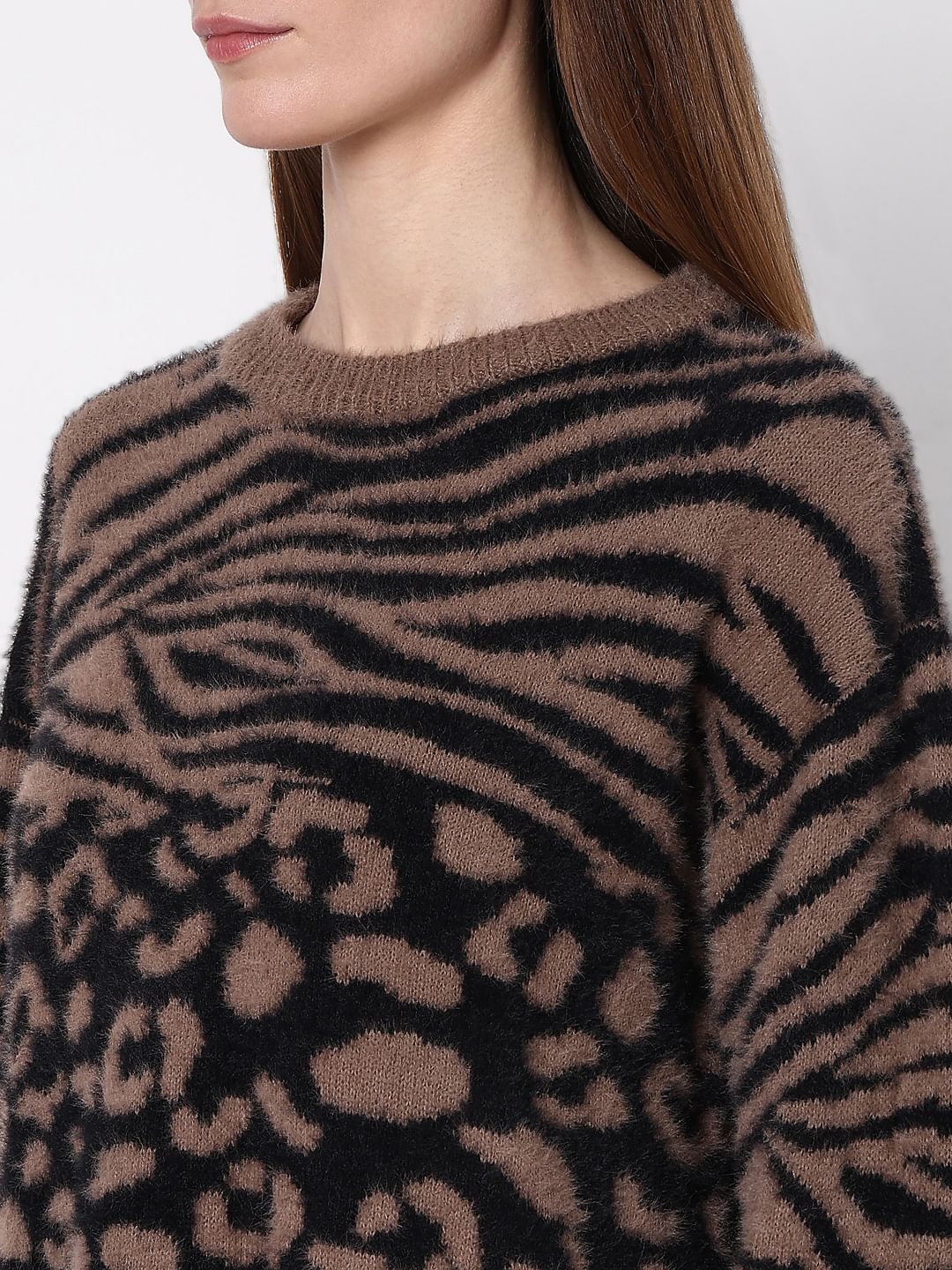 Brown Animal Print Pullover