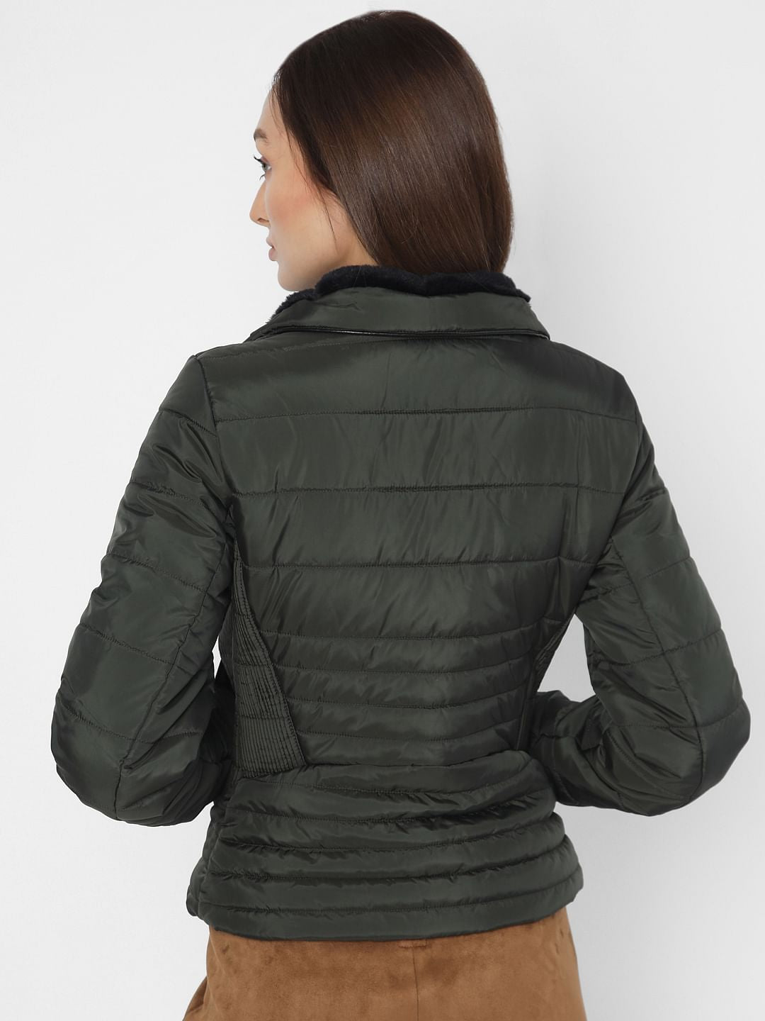 Dark Green Short Puffer Jacket