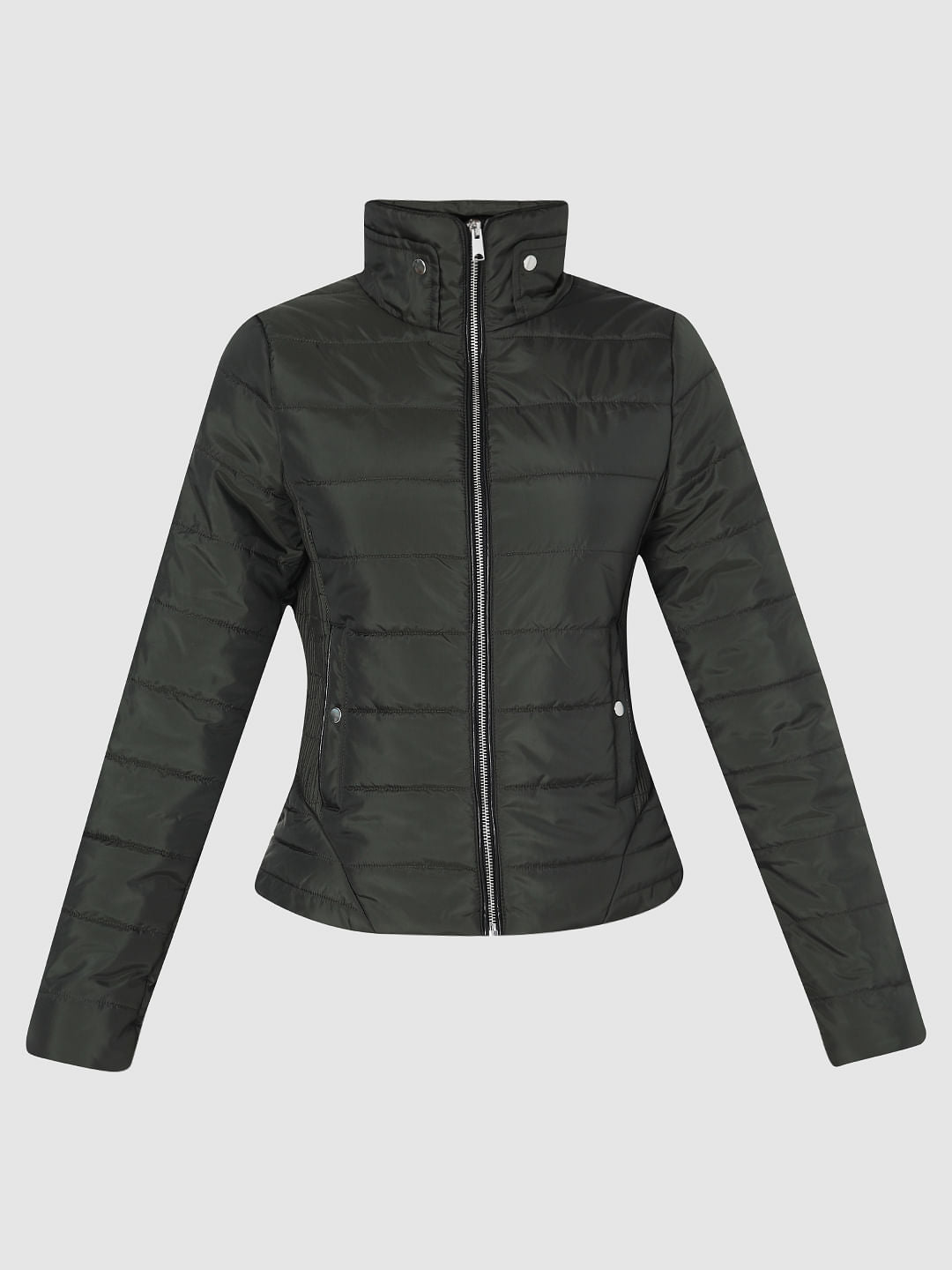 Dark Green Short Puffer Jacket