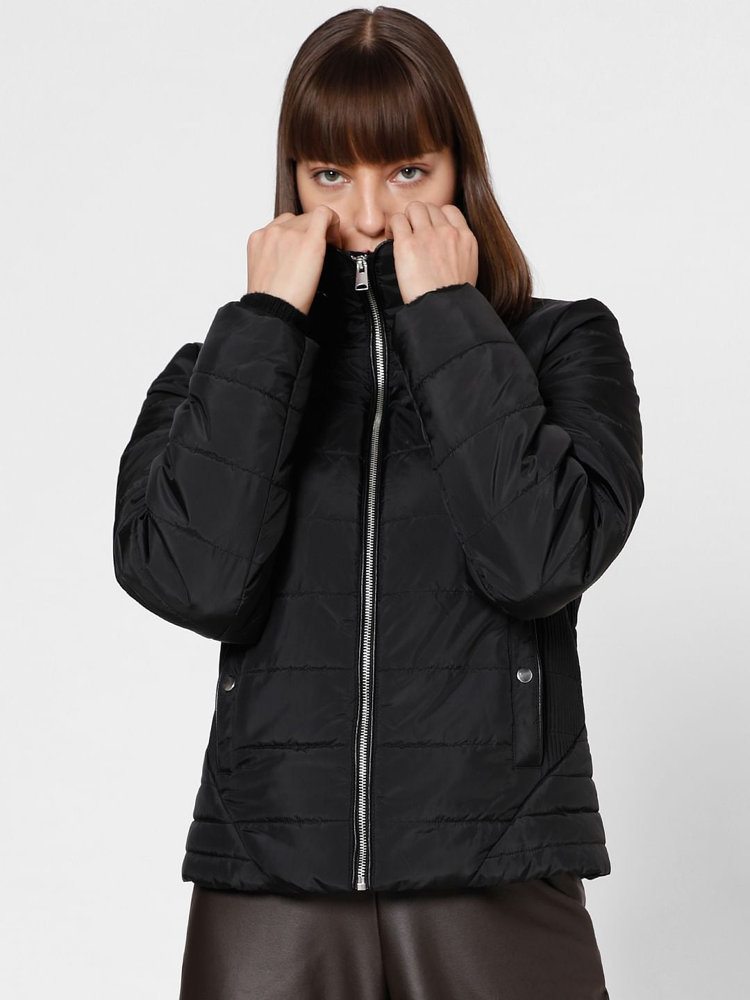 Black High Neck Puffer Jacket