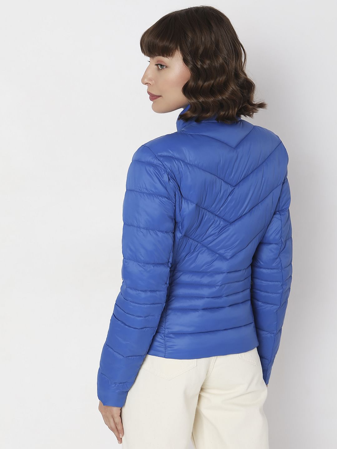 Blue Turtle Neck Puffer Jacket