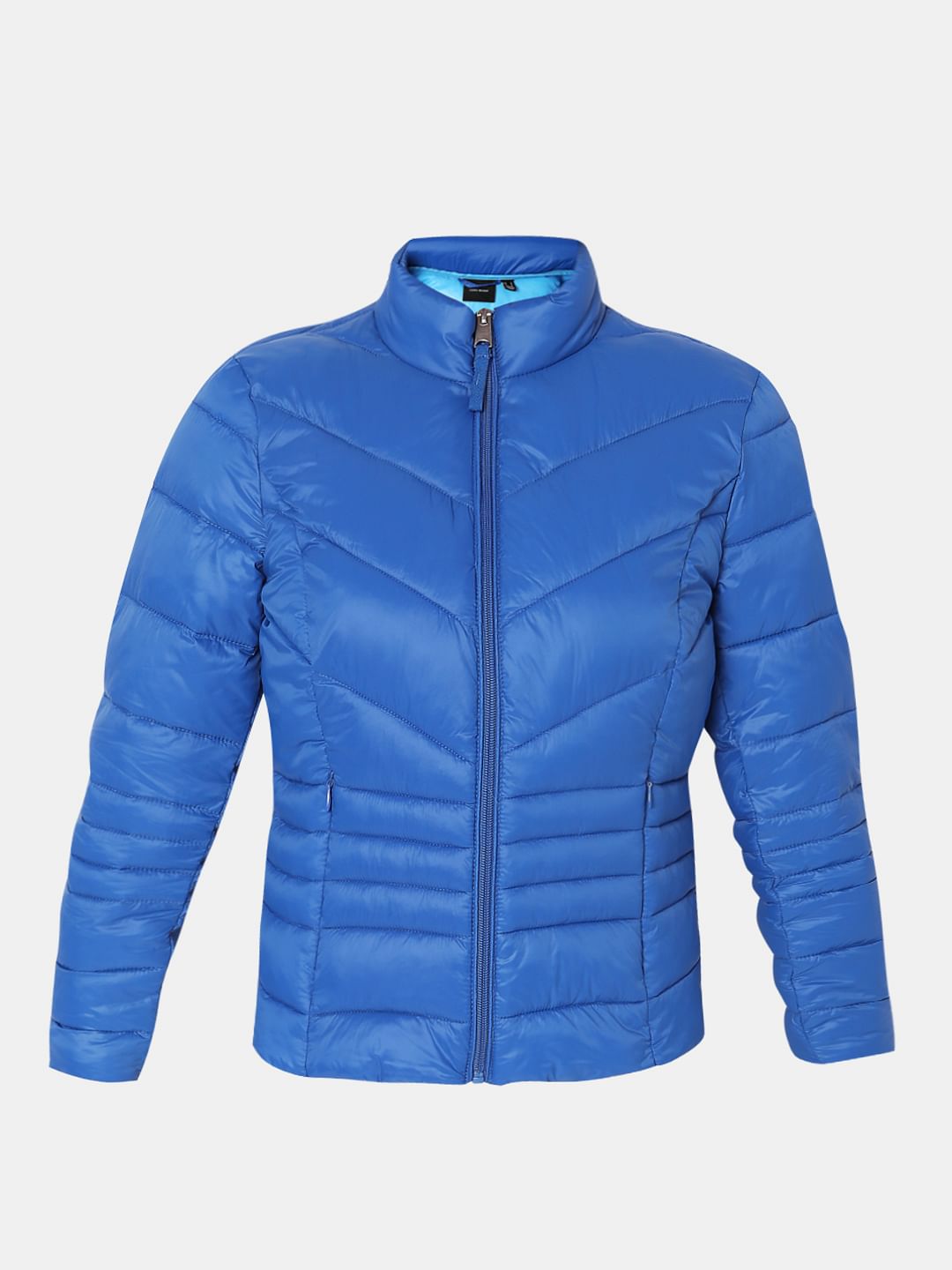 Blue Turtle Neck Puffer Jacket
