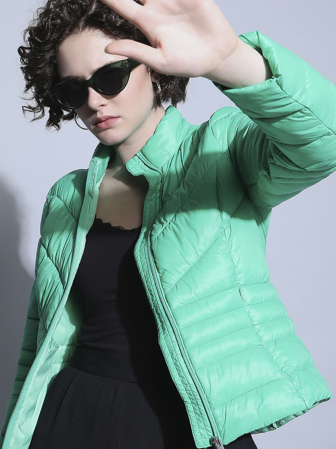 Green Turtle Neck Puffer Jacket