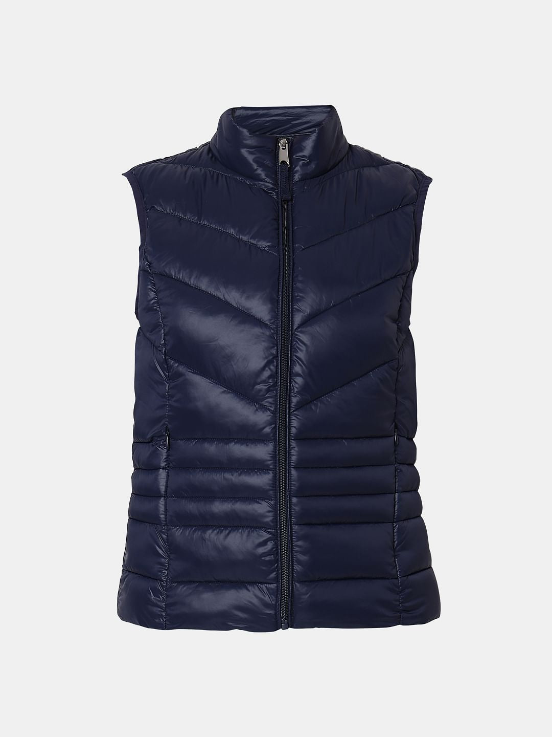 Navy Blue Sleeveless Puffer Jacket