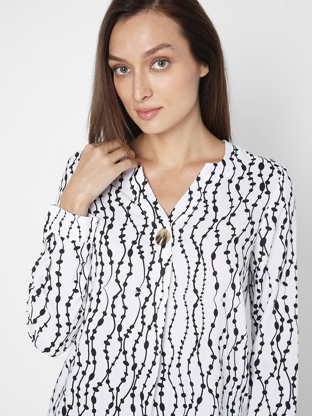White Printed Top