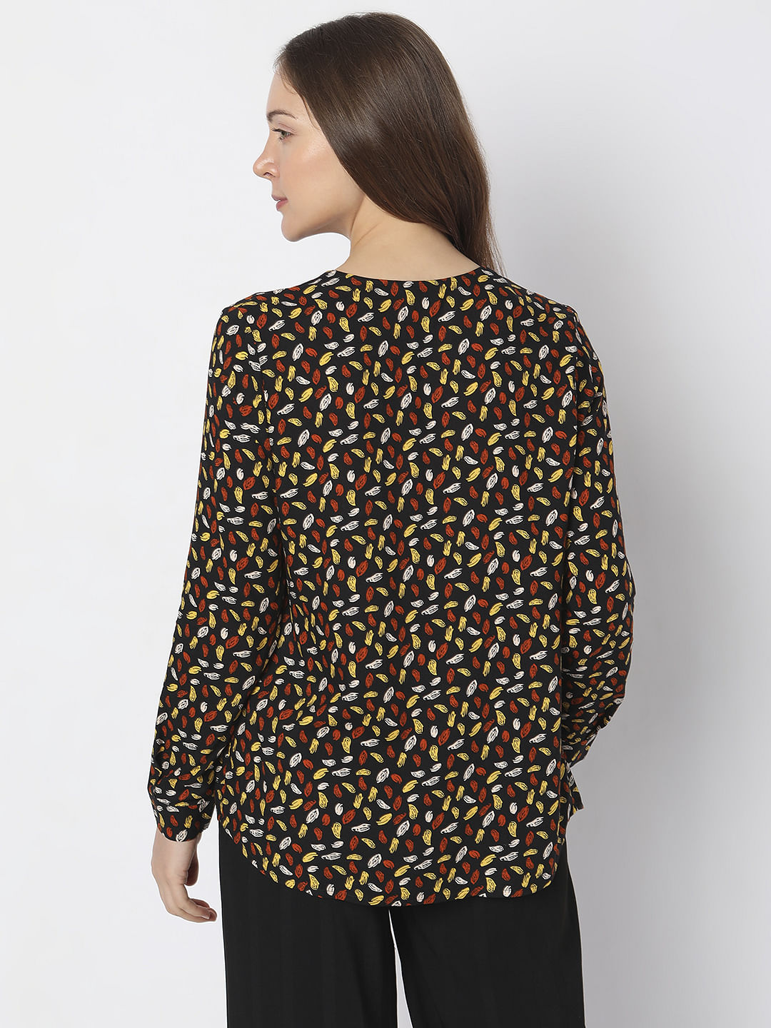 Black Abstract Printed Top