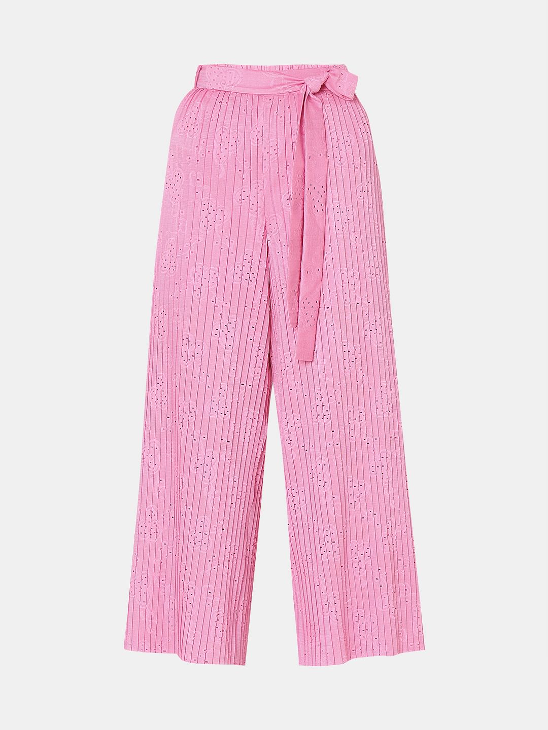 Pink Plisse Co-Ord Set Pants