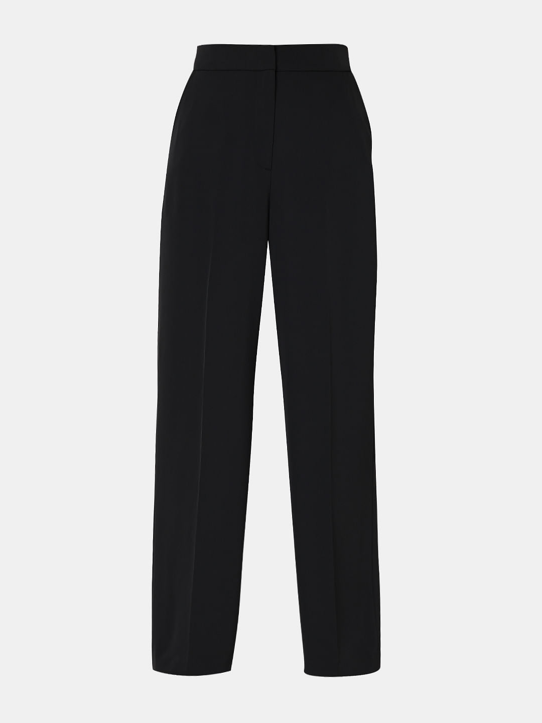 Black High Rise Straight Fit Pants