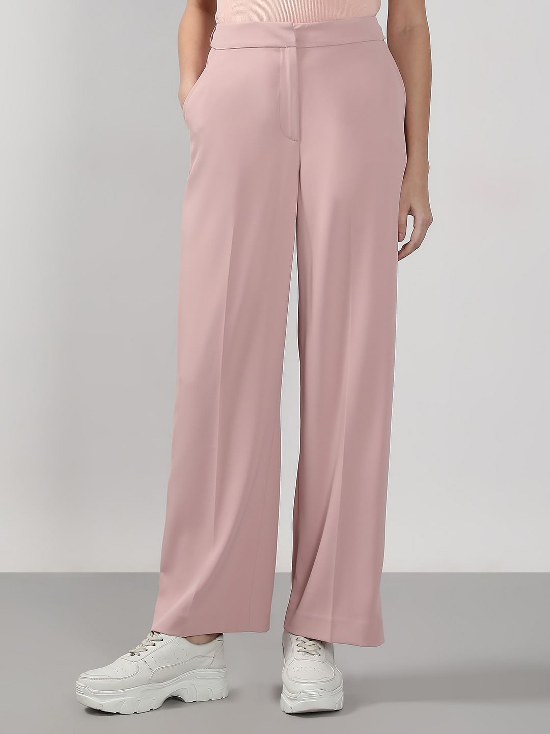 Pink High Rise Flared Pants