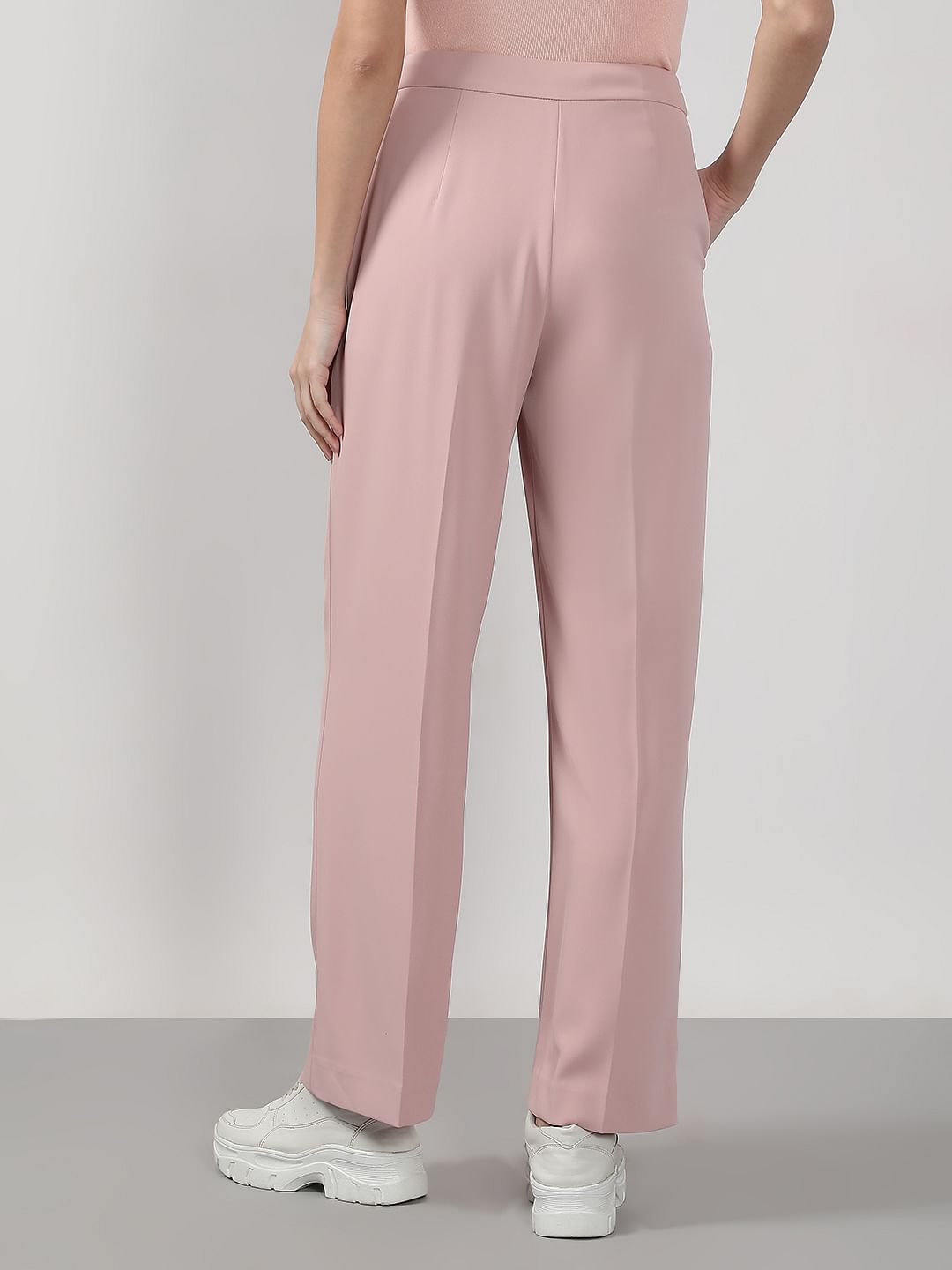 Pink High Rise Flared Pants
