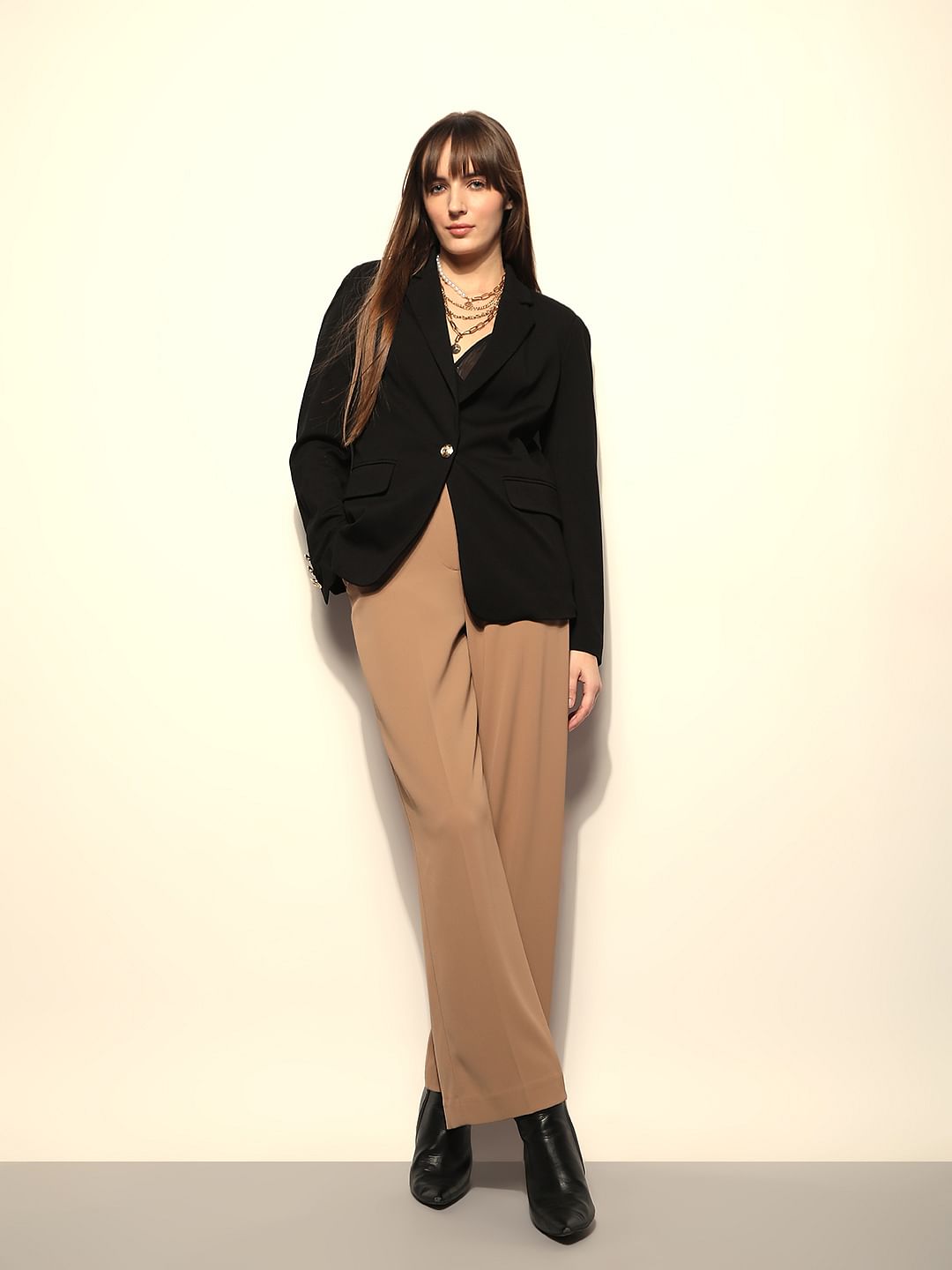 Brown High Rise Flared Pants