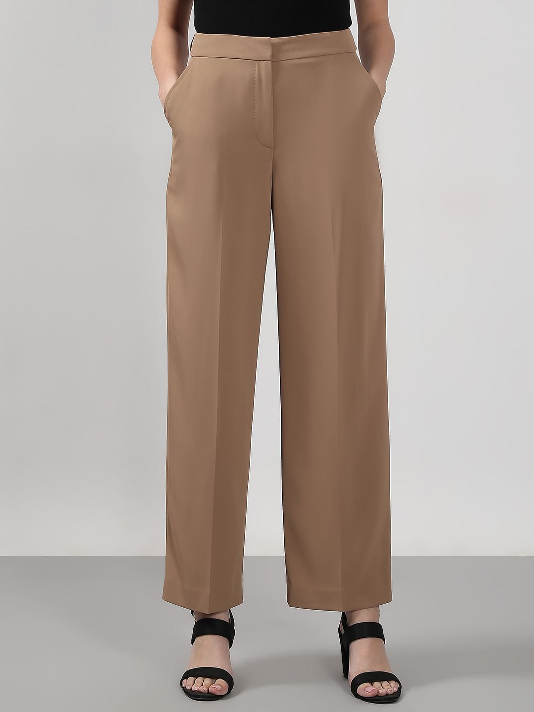 Brown High Rise Flared Pants