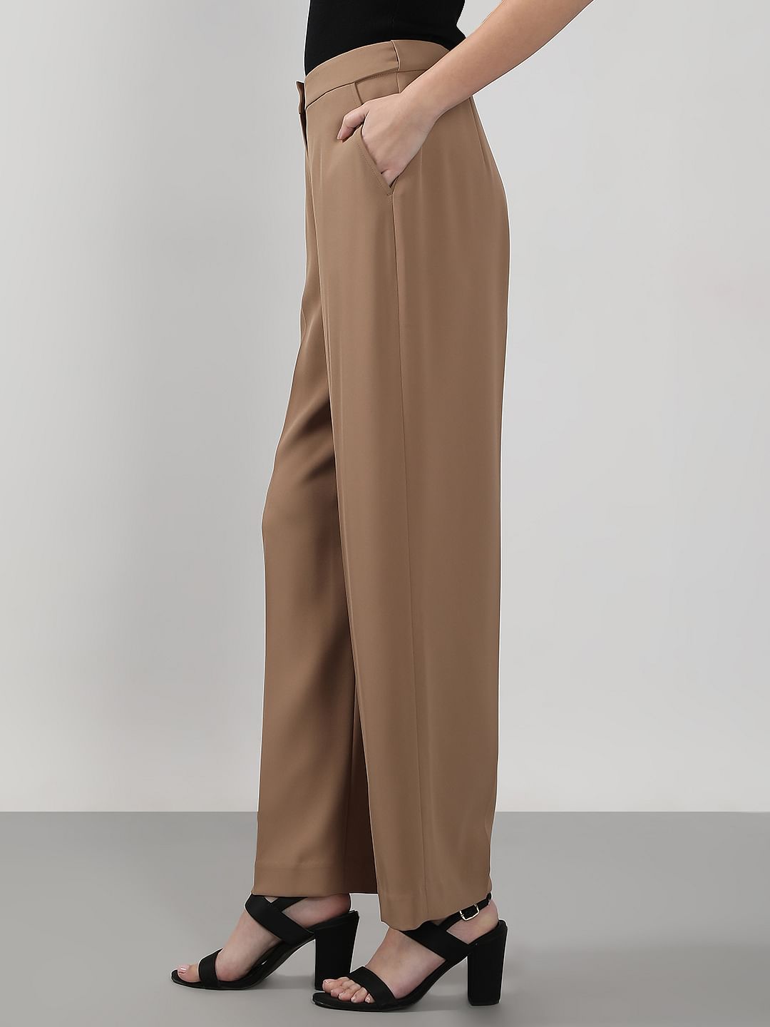 Brown High Rise Flared Pants