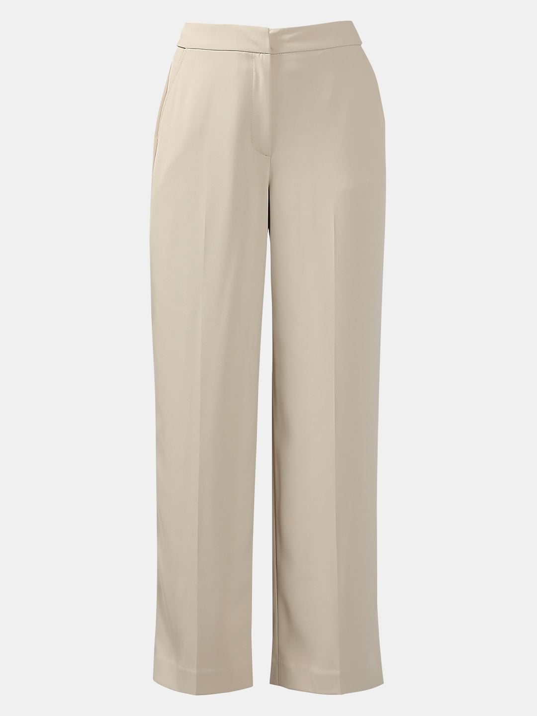 Beige High Rise Flared Pants