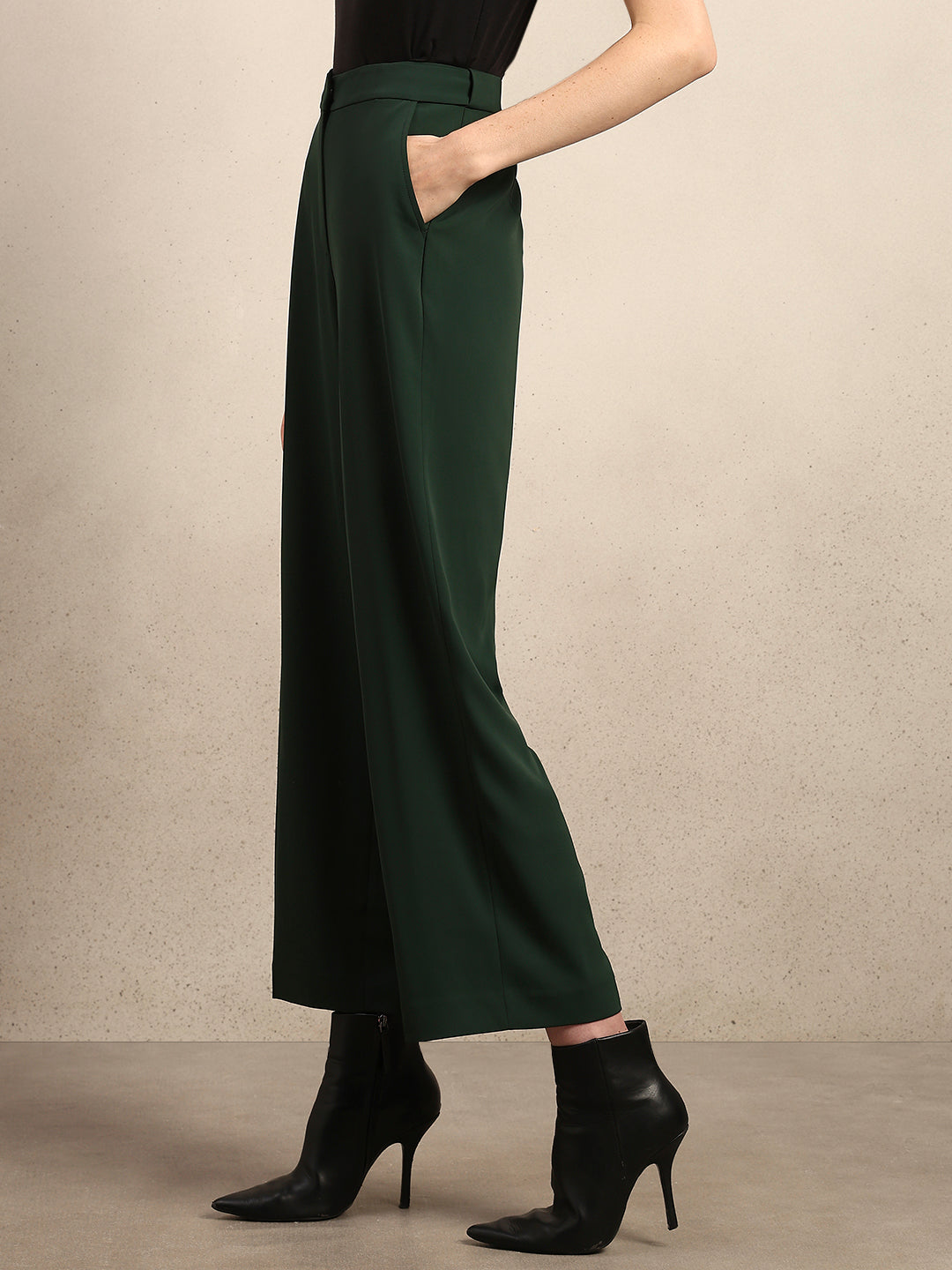 High Rise Wide Leg Pants - Green