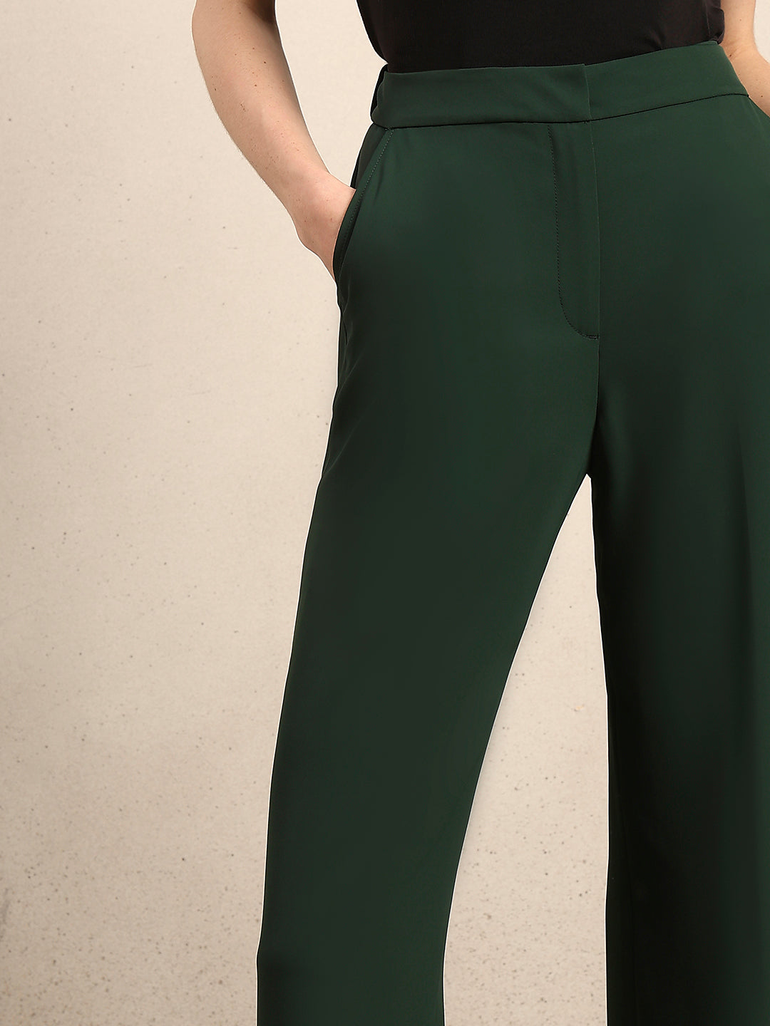 High Rise Wide Leg Pants - Green