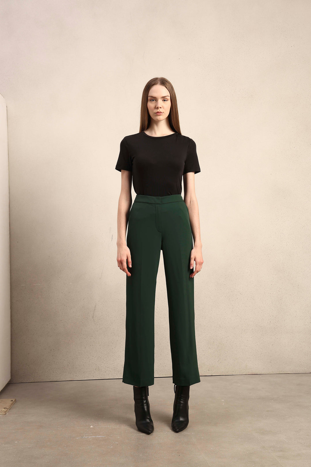 High Rise Wide Leg Pants - Green