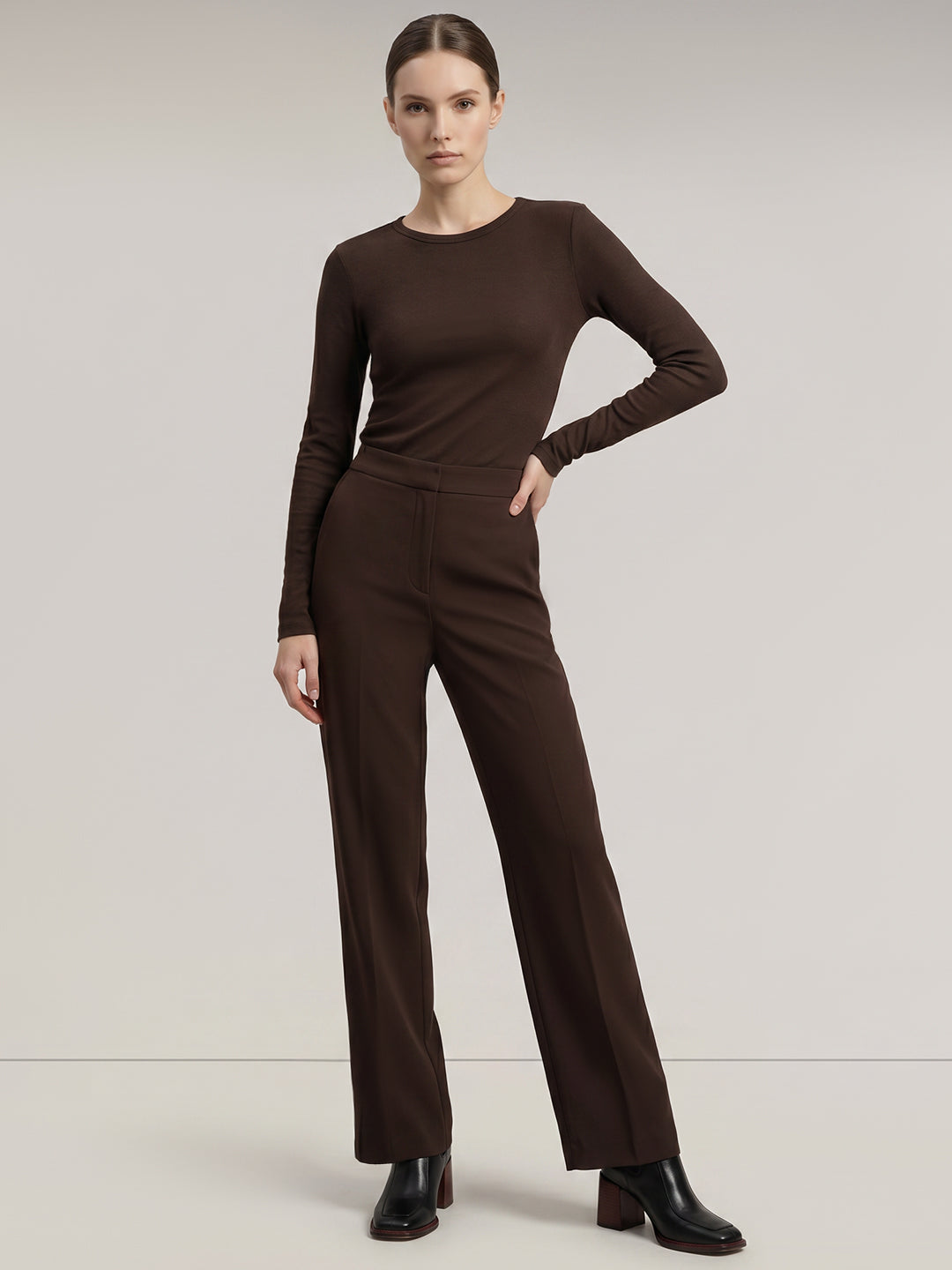 Dark Brown High Rise Pants